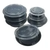 Picture of 48 oz Black Round Microwavable Heavy Weight Container with Lid 9inch-150/Case