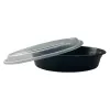 Picture of 48 oz Black Round Microwavable Heavy Weight Container with Lid 9inch-150/Case