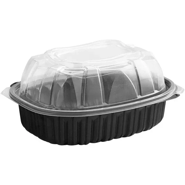 Picture of Black Microwavable Chicken Roaster Take-Out Container with Dome Lid – 100/Case