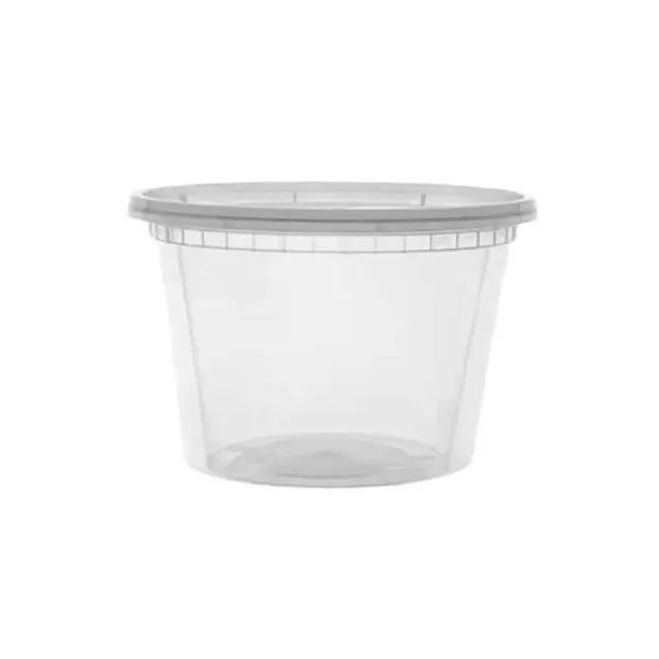 Picture of Heavy Duty 16 oz. Microwavable Translucent Plastic Deli Container and Lid Combo Pack – 240/Case