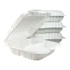 Picture of 8” x 8” x 3” 1-Compartment Microwaveable White Mineral-Filled Plastic Hinged Take-Out Container – 150/Case