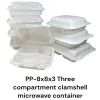 Picture of 8” x 8” x 3” 1-Compartment Microwaveable White Mineral-Filled Plastic Hinged Take-Out Container – 150/Case