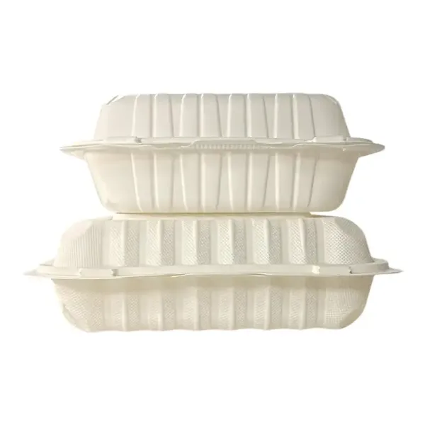 Picture of 9” x 9” x 3” 1-Compartment Microwaveable White Mineral-Filled Plastic Hinged Take-Out Container – 150/Case
