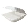 Picture of 9” x 9” x 3” 1-Compartment Microwaveable White Mineral-Filled Plastic Hinged Take-Out Container – 150/Case