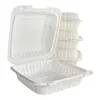 Picture of 9” x 9” x 3” 1-Compartment Microwaveable White Mineral-Filled Plastic Hinged Take-Out Container – 150/Case