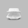 Picture of 8” x 8” x 3” 1-Compartment Microwaveable White Mineral-Filled Plastic Hinged Take-Out Container – 150/Case