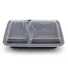 Picture of 30 oz. Black 8 34 x 6 x 2 34 2-Compartment Rectangular Microwavable Heavy Weight Container with Lid -150/Case