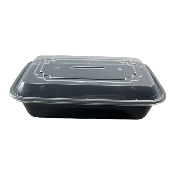 Picture of 24 oz Black Rectangular Microwavable Heavy Weight Container with Lid 8”x 5-1/4”x2” – 150/Case