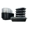Picture of 18 OZ Black Rectangular Microwavable Heavy Weight Container with Lid- 150/Case