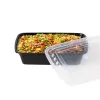 Picture of 18 OZ Black Rectangular Microwavable Heavy Weight Container with Lid- 150/Case