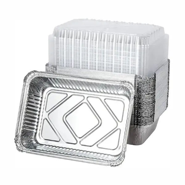 Picture of 11>>Oblong Clear Plastic Dome Lid for 1.5 lb. Shallow Foil Take-Out Container – 500/Case